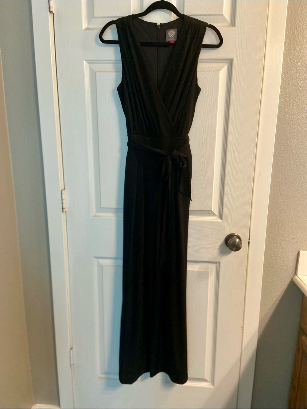 Vince Camuto Black Sleeveless Wrap Maxi Dress
